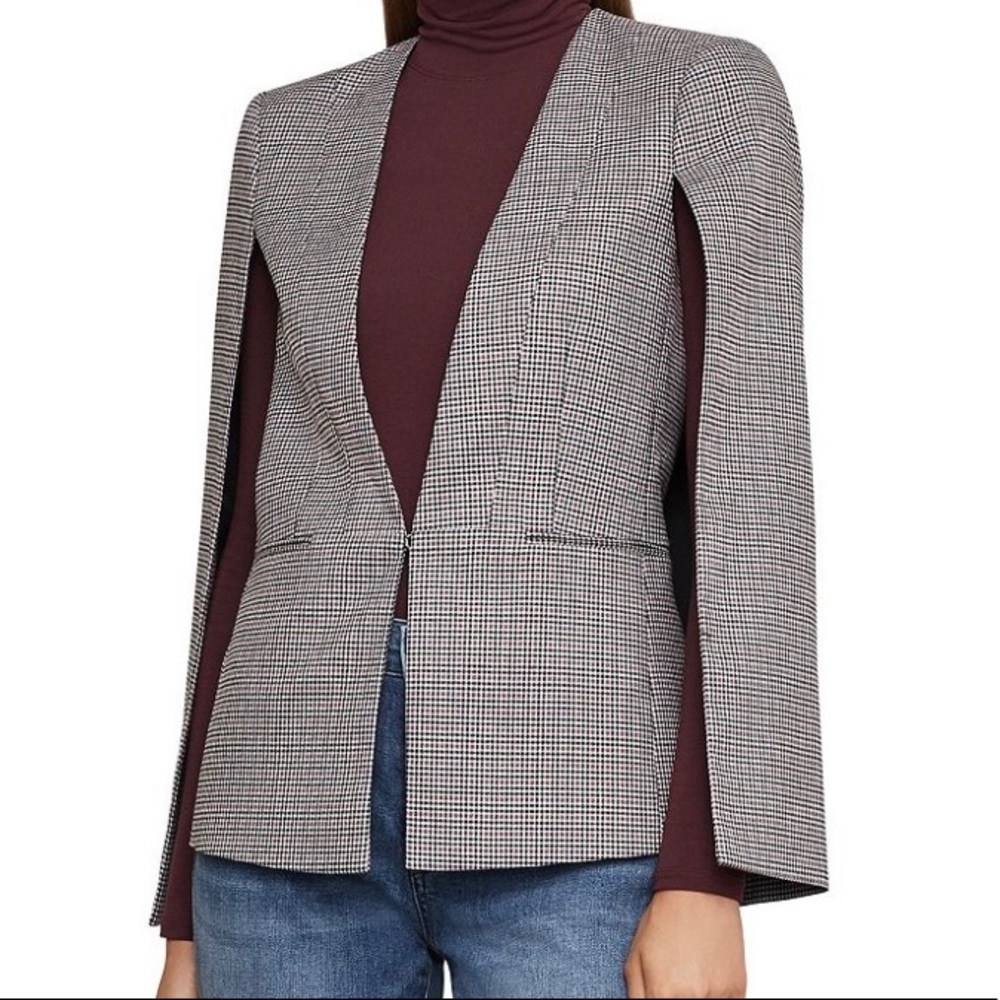BCBGMaxAzria Plaid Crepe Blazer In Black Combo